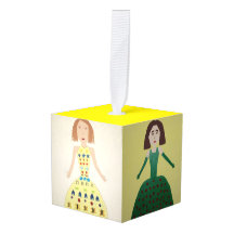 Girls in Dresses Cube Ornament