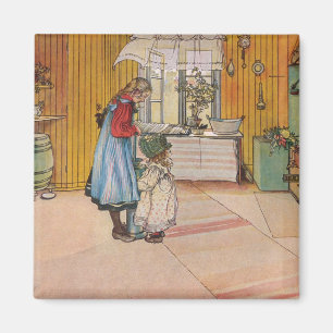 Girls in the Kitchen (Classic Swedish Art) Magnet