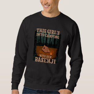 Girls Into Camping With Her Basenji Dog Ango Angar Sweatshirt