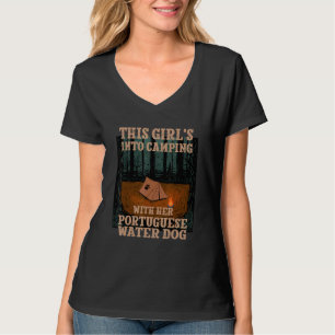 Girls Into Camping With Her Portuguese Water Dog D T-Shirt