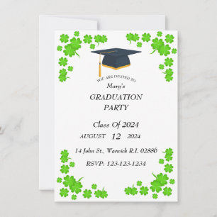 Girl's Irish Clover Graduation Party Invitation