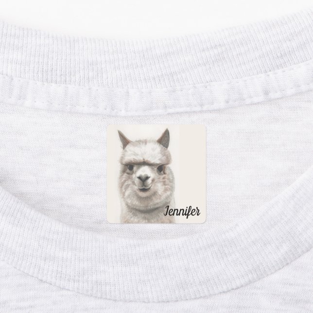 Girl's Iron On Clothes Label with NAME Llama (Affixed)