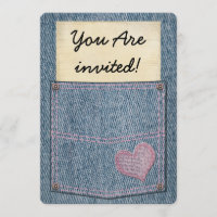 Girls Jeans Pocket Party Invitations