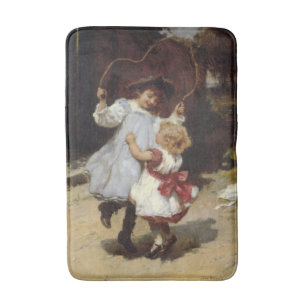 Girls Jumping with a Skipping Rope Bath Mat