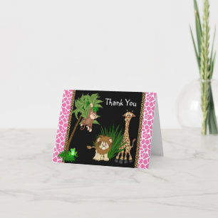 Girls Jungle Safari Thank You Cards