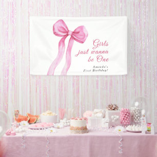 Girls just wanna be One 1st Birthday Party Banner