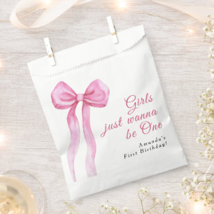 Girls just wanna be One 1st Birthday thank you Favour Bags