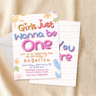Girls Just Wanna Be One Birthday Invitation