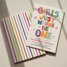Girls Just Wanna Be One: Colourful Stripes Birthda