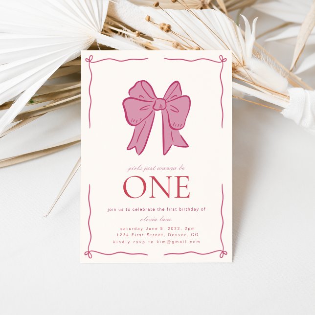 Girls Just Wanna Be One - First Birthday Invitatio Invitation (Creator Uploaded)