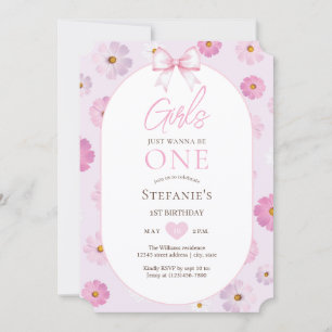 Girls Just Wanna Be One Girl Fancy One Birthday Invitation