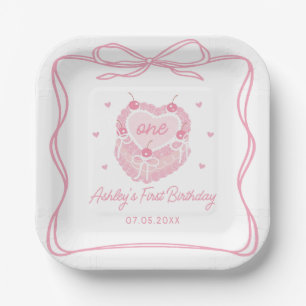 Girls Just Wanna Be One Pink Bow 1st Birthday Paper Plate