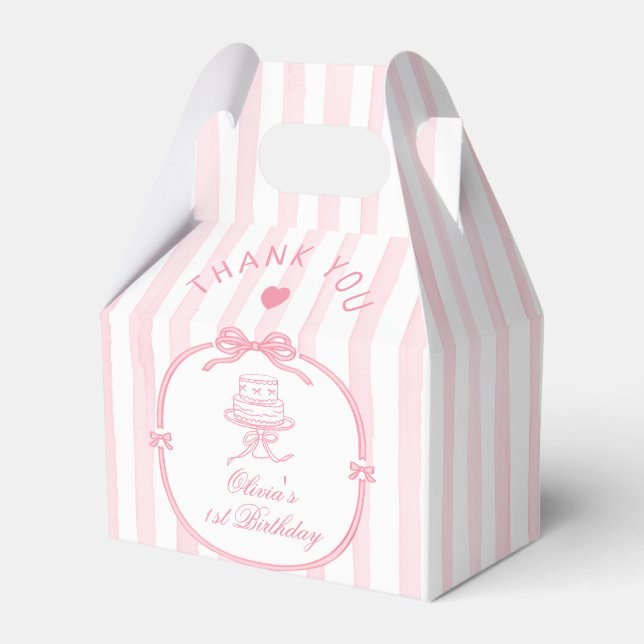 Girls Just Wanna be One Pink Bow Thank You Favour Box (Front Side)
