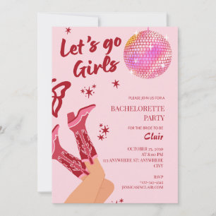 Girls Just Wanna Have Fun Pink Bachelorette Party Invitation