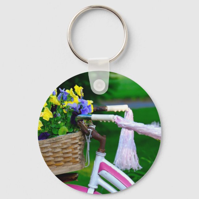 Girls Just Wanna Have Fun, Pink Girls Bicycle Key Ring (Front)