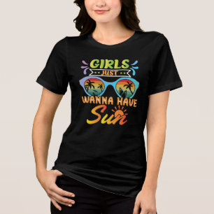 Girls Just Wanna Have Sun Retro Sunglasses Beach Tri-Blend Shirt