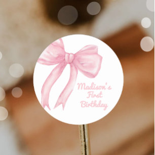 Girls Just Wanne Be One Pink Bow Coquette Birthday Classic Round Sticker