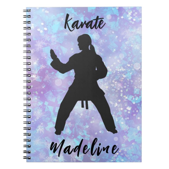 Girls Karate Blue Purple Personalised   Notebook (Front)