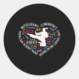 Girls Karate Heart For Teens Women Love Martial Ar Classic Round Sticker
