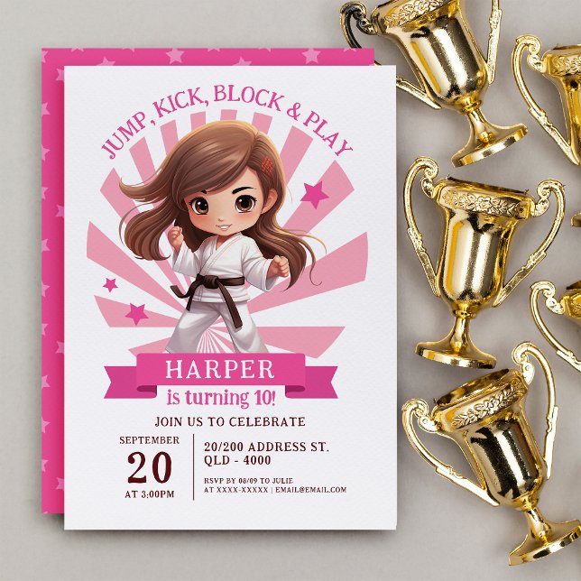 Girl's Karate Martial Arts Birthday Party Invitation (Creator Uploaded)