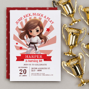 Girl's Karate Martial Arts Birthday Party Invitation