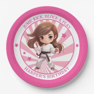 Girl's Karate Martial Arts Birthday Party Paper Plate