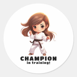 Girls Karate Martial Arts T Shirt Classic Round Sticker