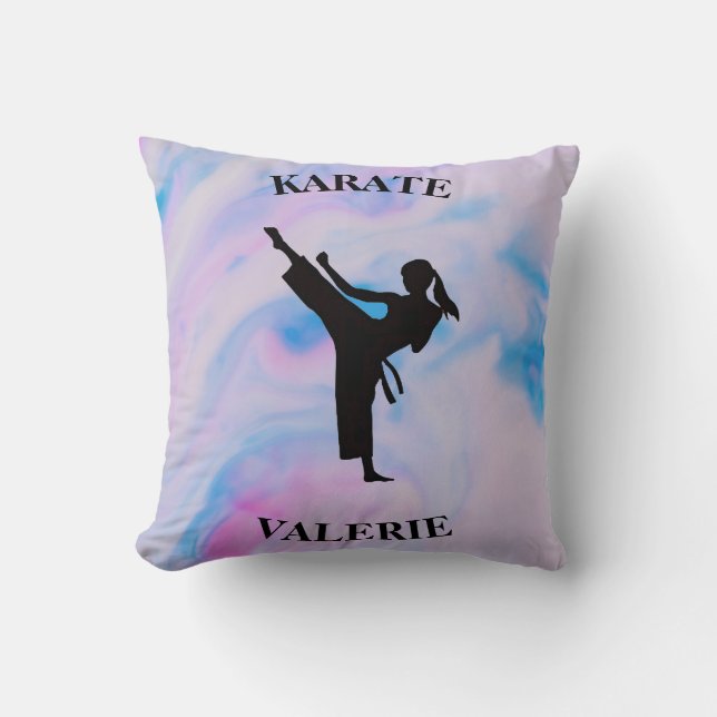 Girls Karate Pastel Swirl Cushion (Front)