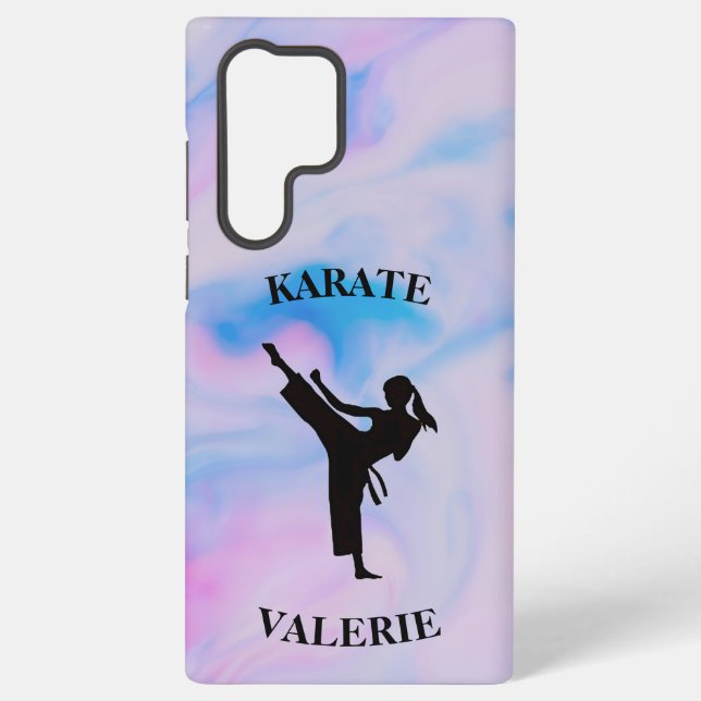 Girls Karate Pastel Swirl Samsung Galaxy S22 Ultra Case (Back)