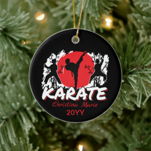 Girls Karate - Patriotic Japan Japanese Theme Cera Ceramic Tree Decoration