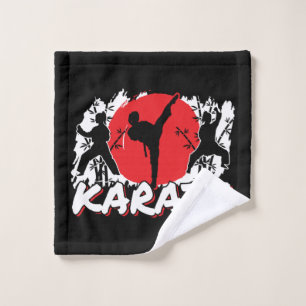 Girls Karate - Patriotic Japan Japanese Theme Wash Cloth