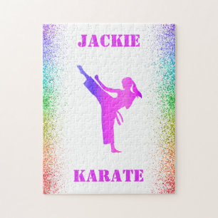 Girls Karate Rainbow Speckles  Jigsaw Puzzle