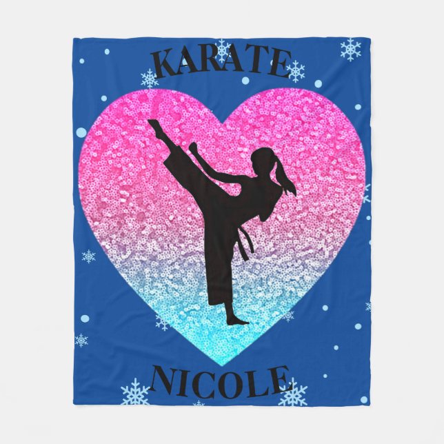 Girls Karate Snowflake Fleece Blanket (Front)