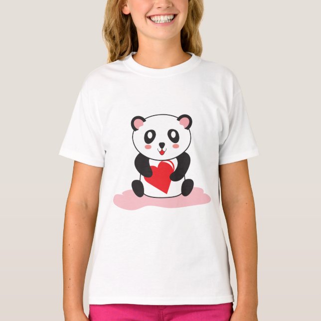 Girls’ Kawaii Panda Shirt – Cute Animal Gift Tee (Front)