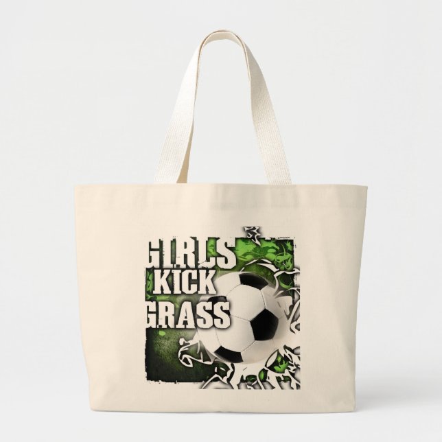 Girls Kick Grass Large Tote Bag (Front)
