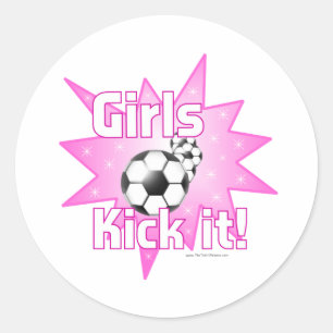 Girls Kick it Classic Round Sticker
