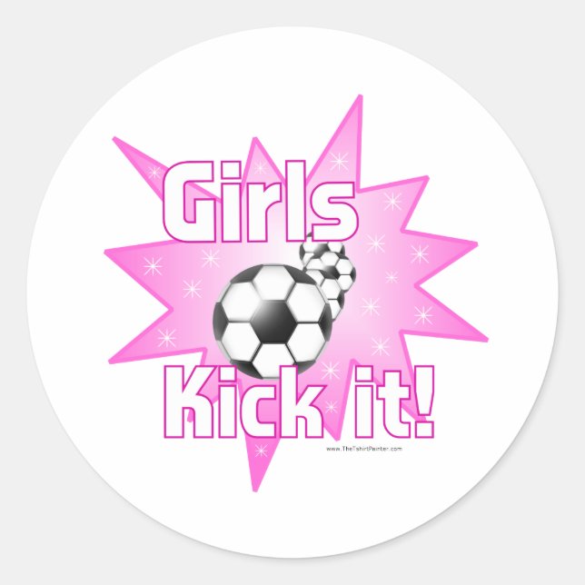 Girls Kick it Classic Round Sticker (Front)