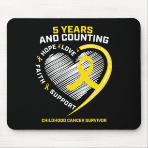 Girls Kids Boys 5 Year Gold Childhood Cancer Survi Mouse Pad