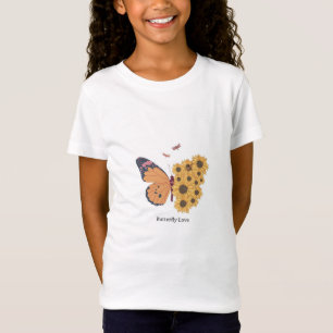 girls kids butterfly and sunflower t shirt