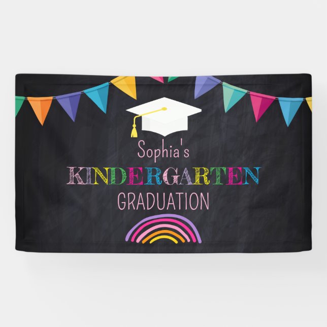 Girl's Kindergarten Graduation  Banner (Horizontal)