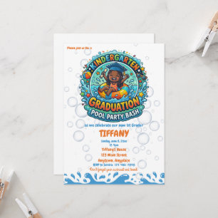 Girls Kindergarten Graduation Pool Party Invitation