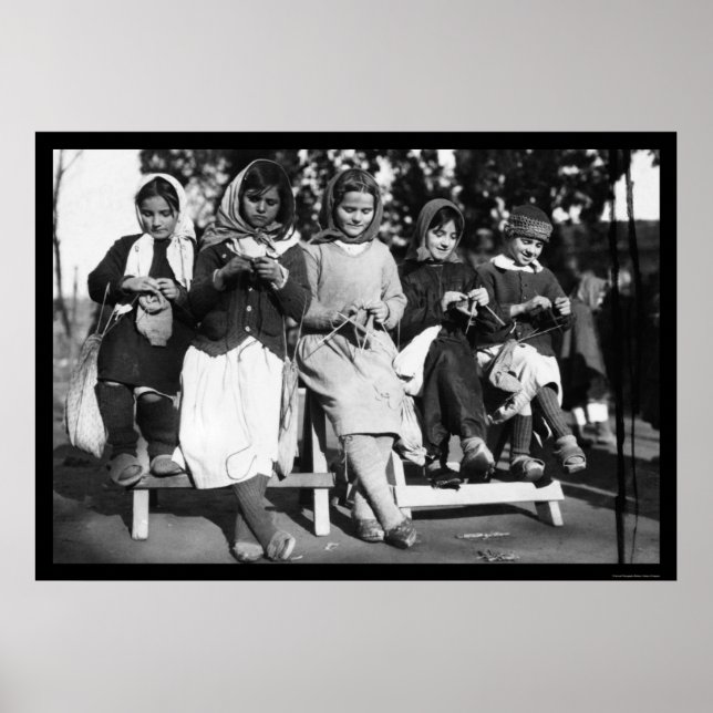 Girls Knitting in Albania 1923 Poster (Front)