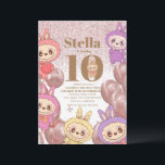 Girls Labubu Kids Birthday Invitation<br><div class="desc">These beautiful kids invitation for girl 10th birthday with imitation of pink glitter and elegant modern script.  Birthday Invitation Template is Kids birthdays are special,  and this invite can help it make a memorable birthday party.</div>