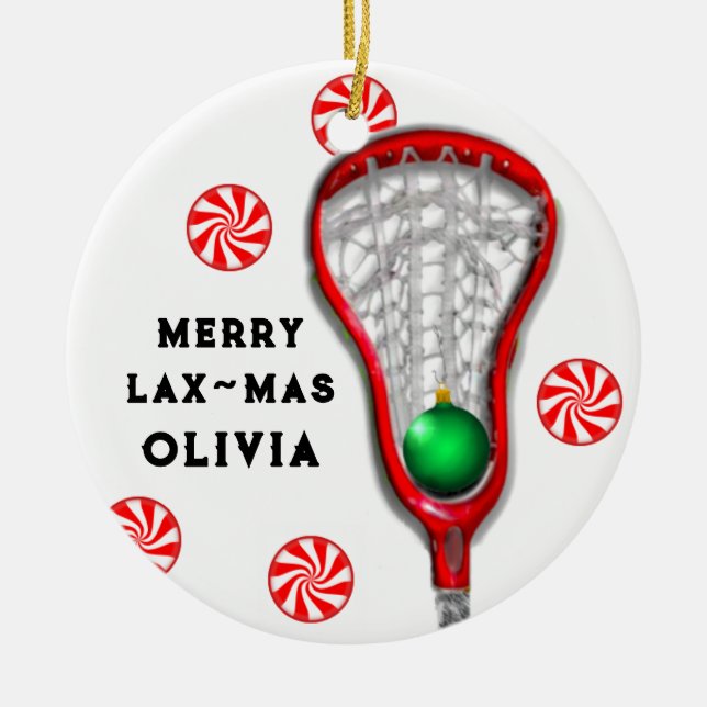 Girls Lacrosse Ceramic Tree Decoration (Front)