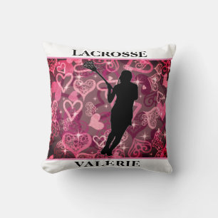 Girls Lacrosse Floating Rose Hearts Cushion