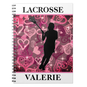 Girls Lacrosse Floating Rose Hearts Notebook