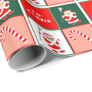 Girls Lacrosse Holiday Gift Wrapping Paper