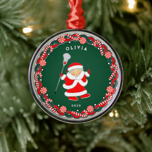 Girls Lacrosse Metal Tree Decoration