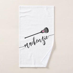 Girls Lacrosse Personalised Name Sports Hand Towel