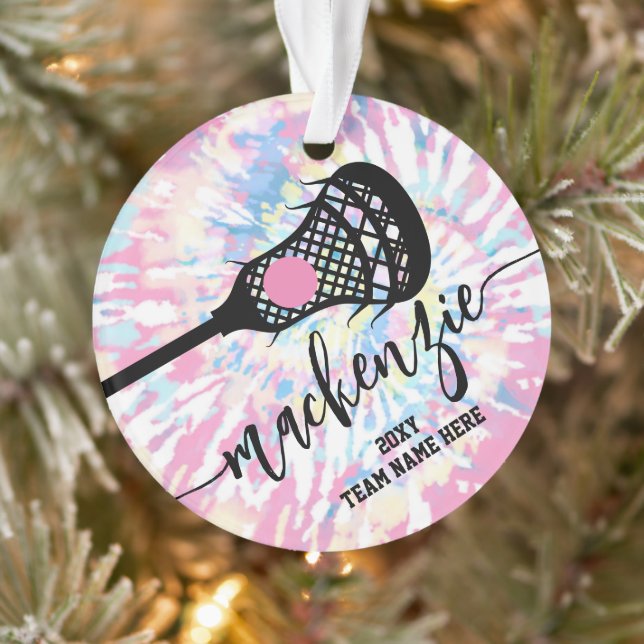Girls Lacrosse Pink Tie Dye Ornament (Tree)